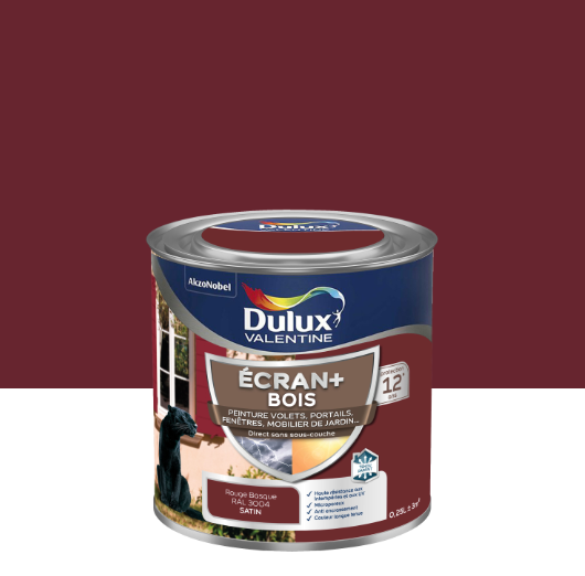 Peinture extérieure bois Ecran + DULUX VALENTINE rouge basque satiné 0.25l