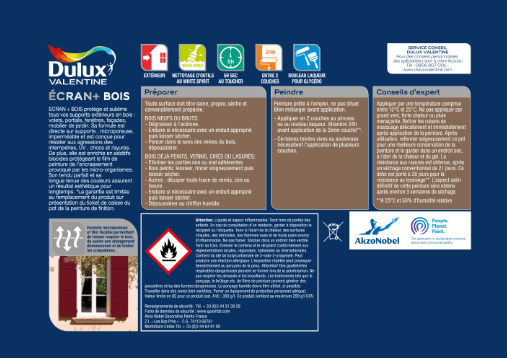 Peinture extérieure bois Ecran + DULUX VALENTINE rouge basque satiné 0.25l