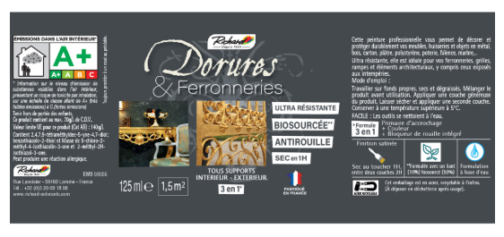 Peinture Dorures Noir Ferronnerie Richard 125ml