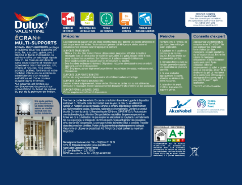 Peinture extérieure bois, fer, pvc Ecran+ DULUX VALENTINE blanc satiné 0.25l