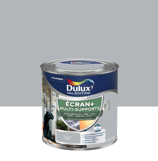 Peinture extérieure bois, fer, pvc Ecran+ DULUX VALENTINE gris franc satin 0.25l