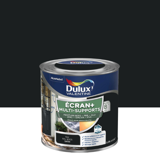 Peinture extérieure bois, fer, plastique Ecran+ DULUX VALENTINE noir satin 0.25l