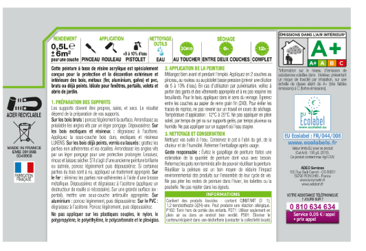 Peinture extérieure bois, fer, plastique LUXENS noir satiné 0.5l