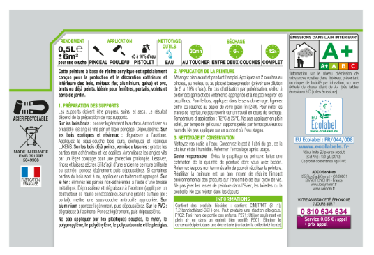 Peinture extérieure bois, acier, inox LUXENS granit 3 satiné 0.5l