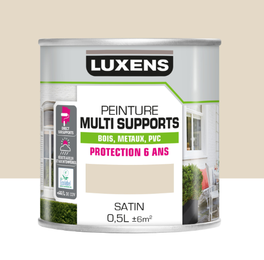 Peinture extérieure bois, acier, inox LUXENS blanc perle satiné 0.5l