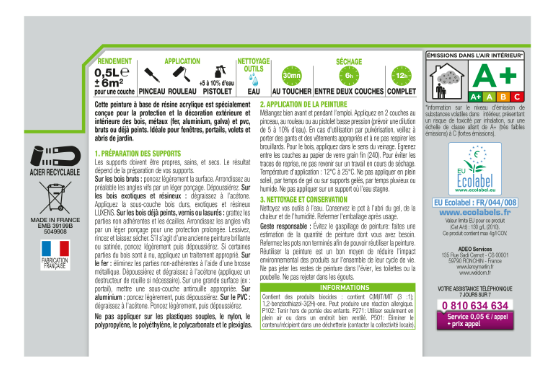 Peinture extérieure bois, acier, inox LUXENS ivoire clair satiné 0.5l