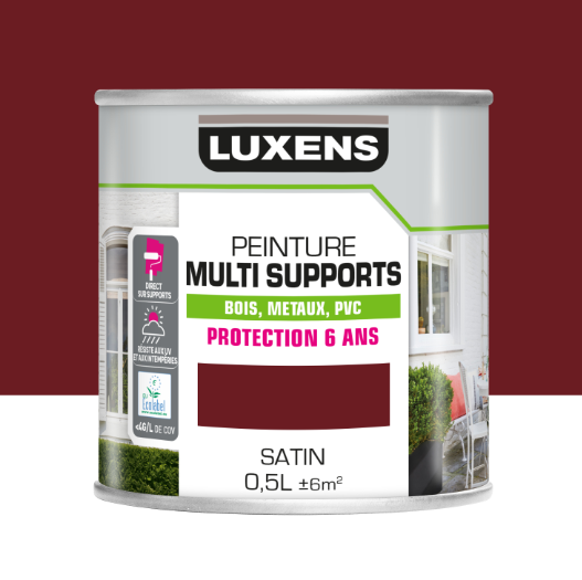 Peinture extérieure bois, acier, inox LUXENS rouge basque satiné 0.5l