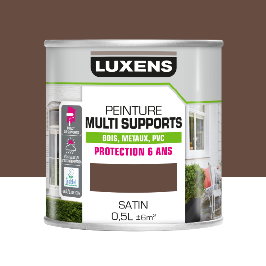 Peinture extérieure bois, acier, inox LUXENS moka 3 satiné 0.5l