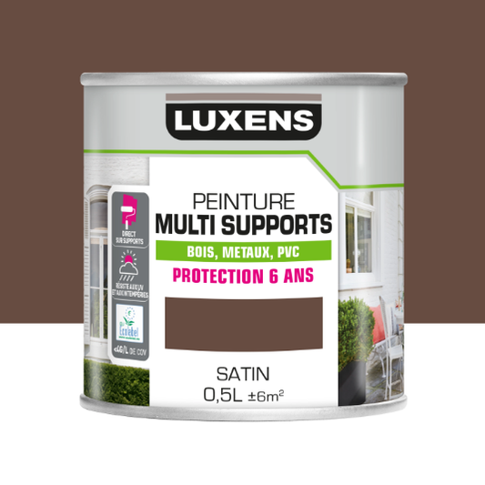 Peinture extérieure bois, acier, inox LUXENS moka 3 satiné 0.5l