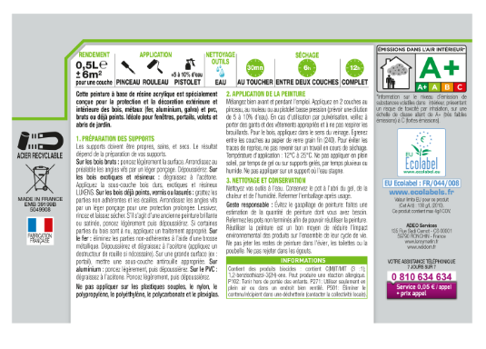 Peinture extérieure bois, acier, inox LUXENS saphir 1 satiné 0.5l