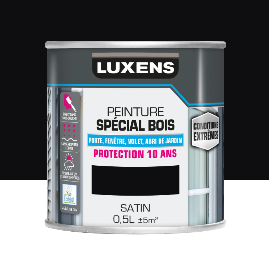 Peinture extérieure bois, mdf, osb Conditions extrêmes LUXENS noir satiné 0.5l