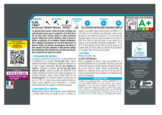 Peinture extérieure bois, mdf, osb Conditions extrêmes LUXENS anthracite satiné