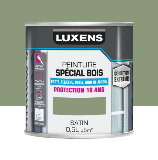 Peinture extérieure bois, mdf, osb Conditions extrêmes LUXENS vert provence satin