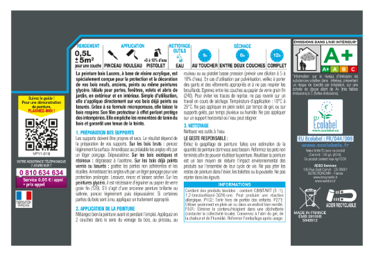 Peinture extérieure bois, mdf, osb Conditions extrêmes LUXENS granit 2 satiné