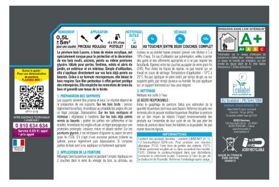 Peinture extérieure bois, mdf, osb Conditions extrêmes LUXENS bleu provence sati