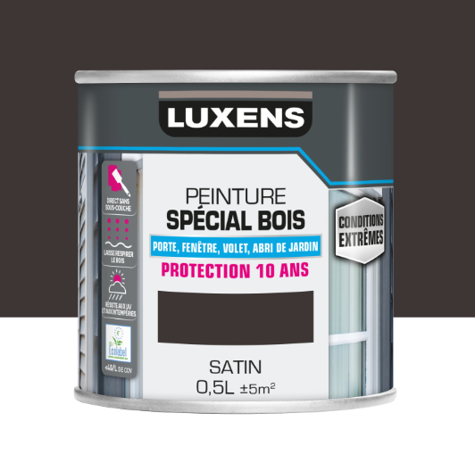 Peinture extérieure bois, mdf, osb Conditions extrêmes LUXENS brun gris satiné