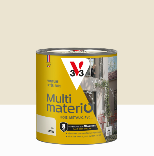 Peinture extérieure bois, fer, plastique V33 lin satiné 0.5l