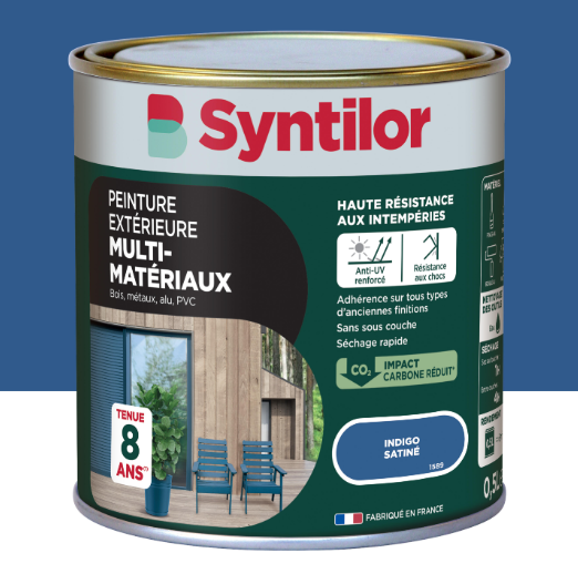 Peinture extérieure bois, aluminium, pvc . SYNTILOR indigo satiné 0.5l