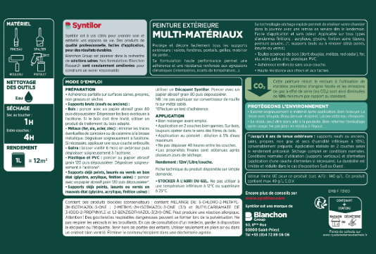 Peinture extérieure bois, aluminium, pvc . SYNTILOR indigo satiné 0.5l