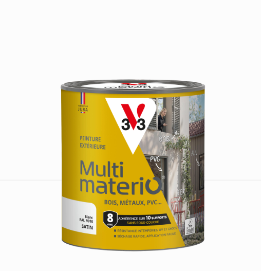 Peinture extérieure bois, fer, plastique V33 blanc satiné 0.5l