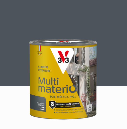 Peinture extérieure bois, fer, plastique V33 anthracite mat 0.5l