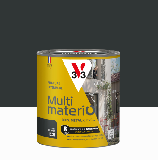 Peinture extérieure bois, fer, plastique V33 noir mat 0.5l