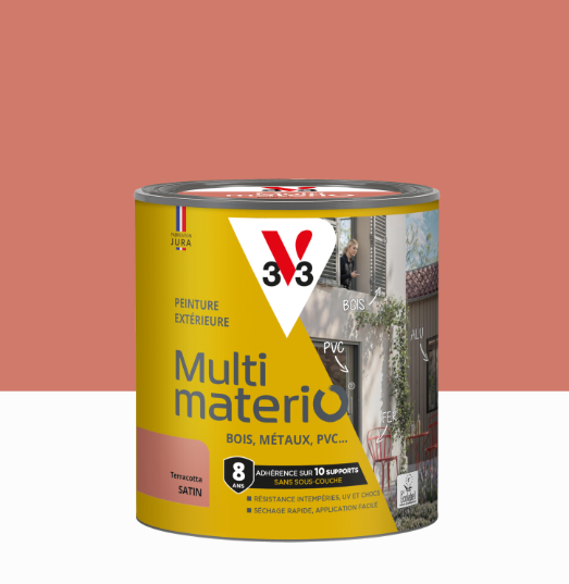 Peinture extérieure bois, fer, plastique V33 terracotta satiné 0.5l