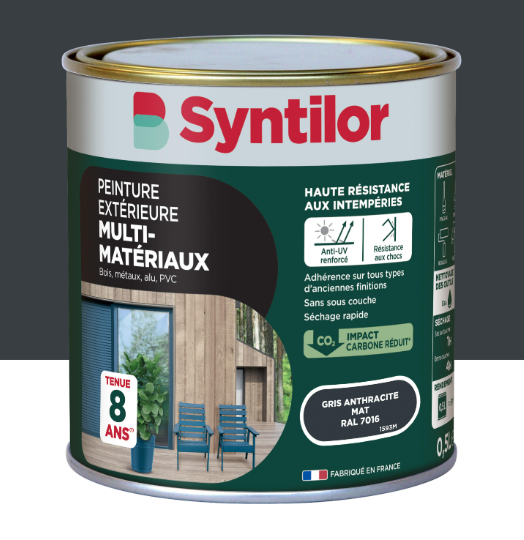 Peinture extérieure bois, aluminium, pvc . SYNTILOR gris anthracite mat 0.5l