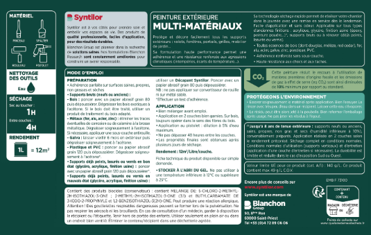 Peinture extérieure bois, aluminium, pvc . SYNTILOR gris anthracite mat 0.5l