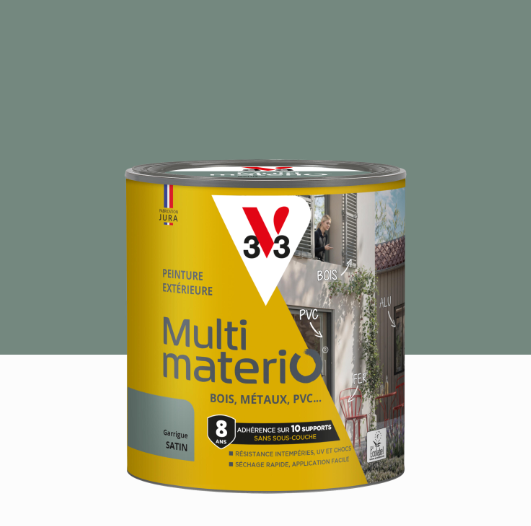 Peinture extérieure bois, fer, plastique V33 garrigue satiné 0.5l