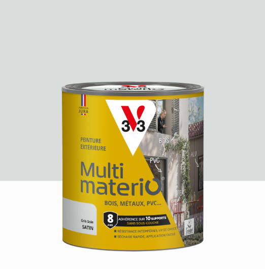 Peinture extérieure bois, fer, plastique V33 gris soie satiné 0.5l