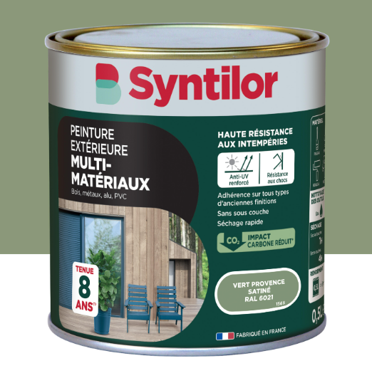 Peinture extérieure bois, aluminium, pvc . SYNTILOR vert provence satiné 0.5l
