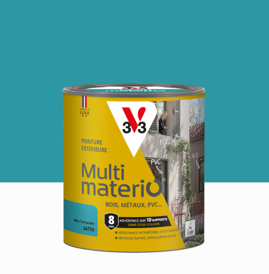 Peinture extérieure bois, fer, plastique V33 bleu turquoise satiné 0.5l