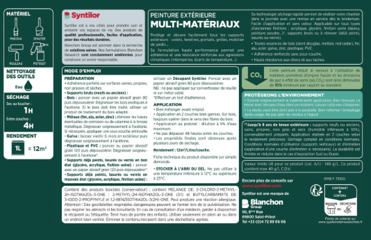 Peinture extérieure bois, aluminium, pvc . SYNTILOR gris clair satiné 0.5l