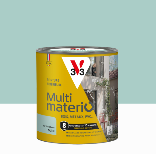 Peinture extérieure bois, fer, plastique V33 menthe à l'eau satiné 0.5l