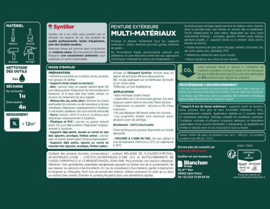 Peinture extérieure bois, aluminium, pvc . SYNTILOR gris vert satiné 0.5l