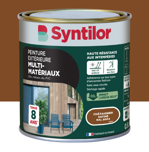 Peinture extérieure bois, aluminium, pvc . SYNTILOR châtaignier satiné 0.5l
