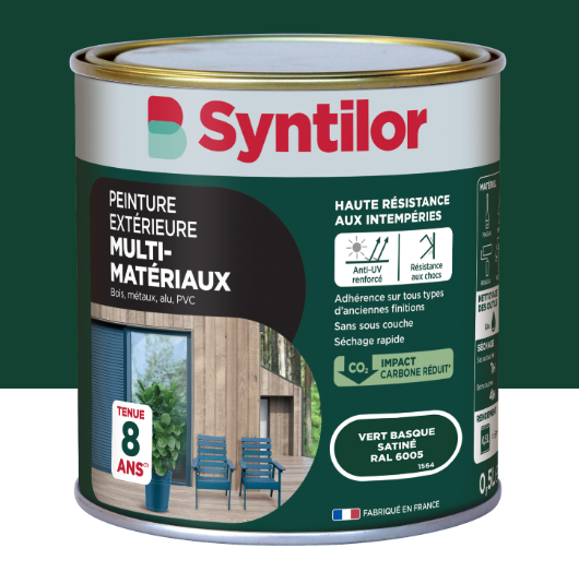 Peinture extérieure bois, aluminium, pvc . SYNTILOR vert basque satiné 0.5l