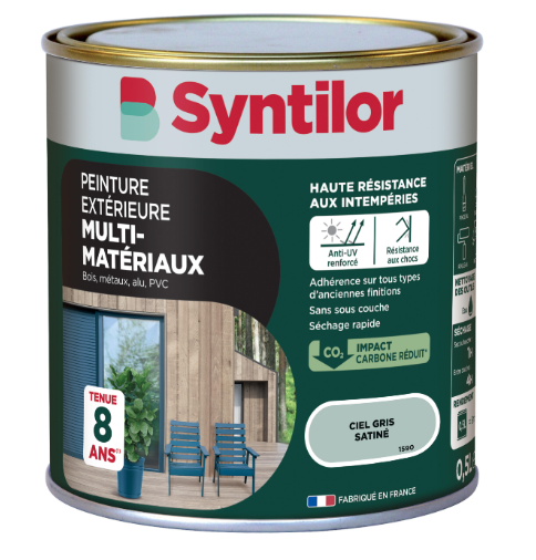Peinture extérieure bois, aluminium, pvc . SYNTILOR ciel gris satiné 0.5l
