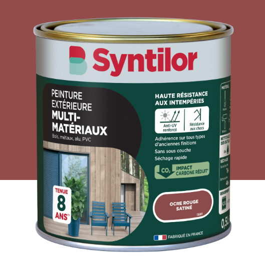 Peinture extérieure bois, aluminium, pvc . SYNTILOR ocre rouge satiné 0.5l