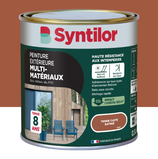 Peinture extérieure bois, aluminium, pvc . SYNTILOR terre cuite satiné 0.5l