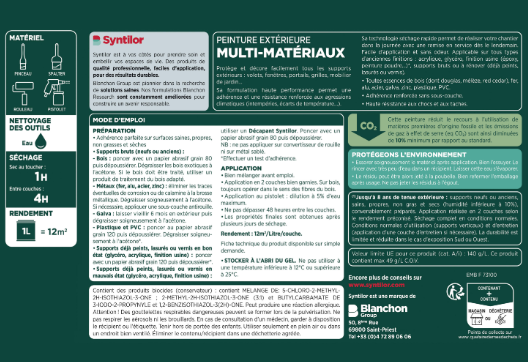 Peinture extérieure bois, aluminium, pvc . SYNTILOR gris vert mat 0.5l