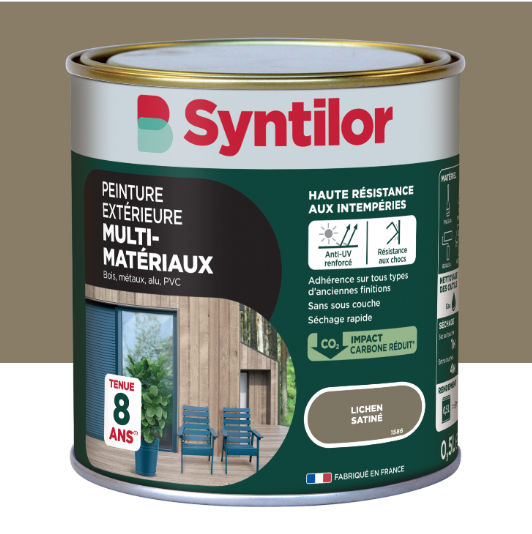 Peinture extérieure bois, aluminium, pvc . SYNTILOR lichen satiné 0.5l