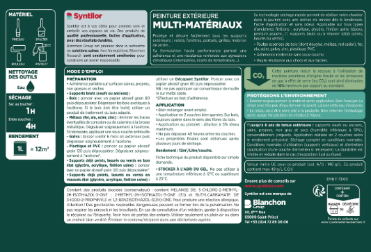 Peinture extérieure bois, aluminium, pvc . SYNTILOR lichen satiné 0.5l