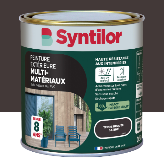 Peinture extérieure bois, aluminium, pvc . SYNTILOR terre brulée satiné 0.5l