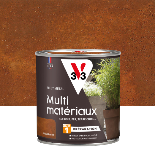 Peinture extérieure Multi matériaux Effet métal finition V33 métal rouillé 0.5l