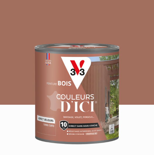 Peinture extérieure bois Couleurs d'ici ® V33 terre cuite velours 0.5l