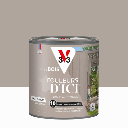 Peinture extérieure bois Couleurs d'ici ® V33 beige nature velours 0.5l