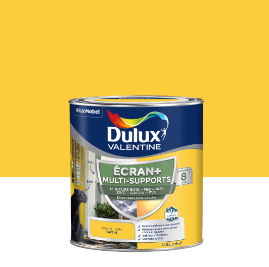 Peinture extérieure bois, fer, pvc Ecran+ DULUX VALENTINE jaune lupin satin 0.5l