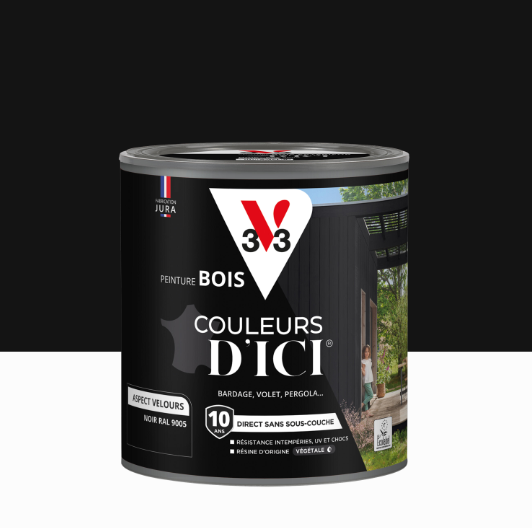 Peinture extérieure bois Couleurs d'ici ® V33 noir RAL 9005 velours 0.5L